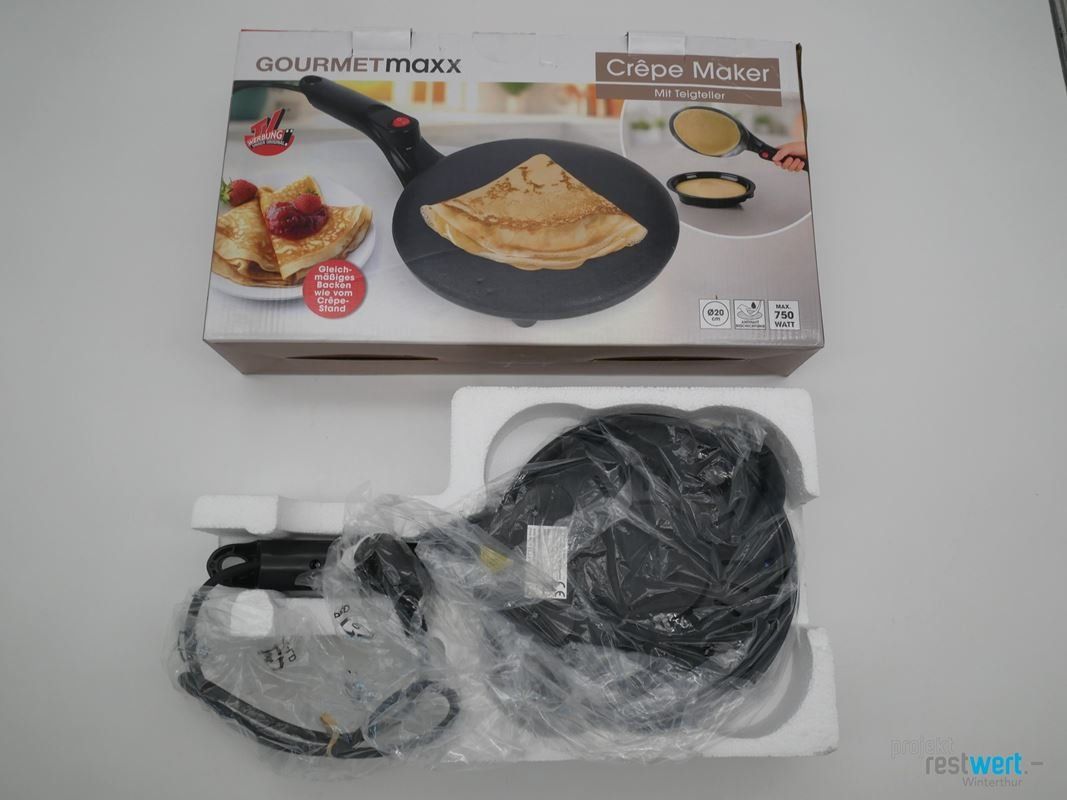 Küchengeräte: GOURMETMAXX Crêpe Maker mit Teigteller – Neu (gemäss Beschreibung) aus Winterthur von Restwert_Winterthur