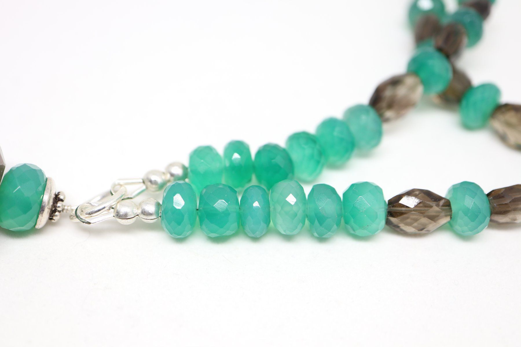 Catenine: Sautoir ONYX VERT & Quartz Fumé – Argent 925 – Fait en Suiss – Nuovo e nell'imballaggio originale da Lausanne venduto da Ory7 2