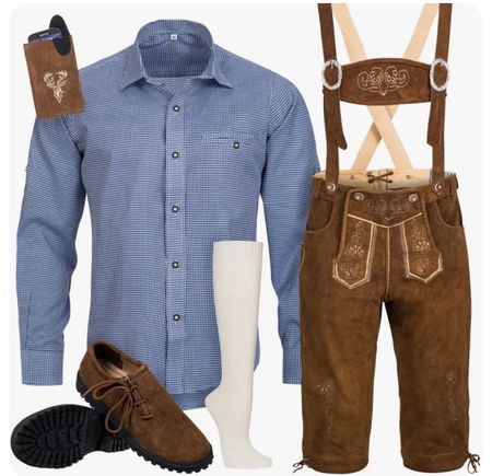 + Trachtenset Herren Trachtenlederhose Trachten Set Träger
