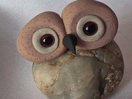 Eule Figur Naturstein Handgemacht siehe Foto wunder schön