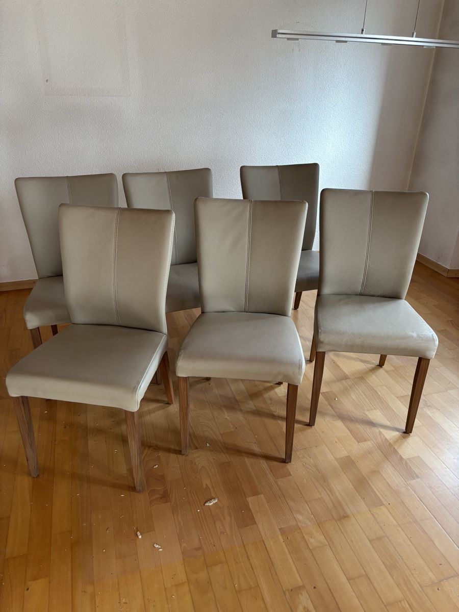 Chaises: 6 Esszimmerstühle Leder – D'occasion à Däniken SO par Spaetzle
