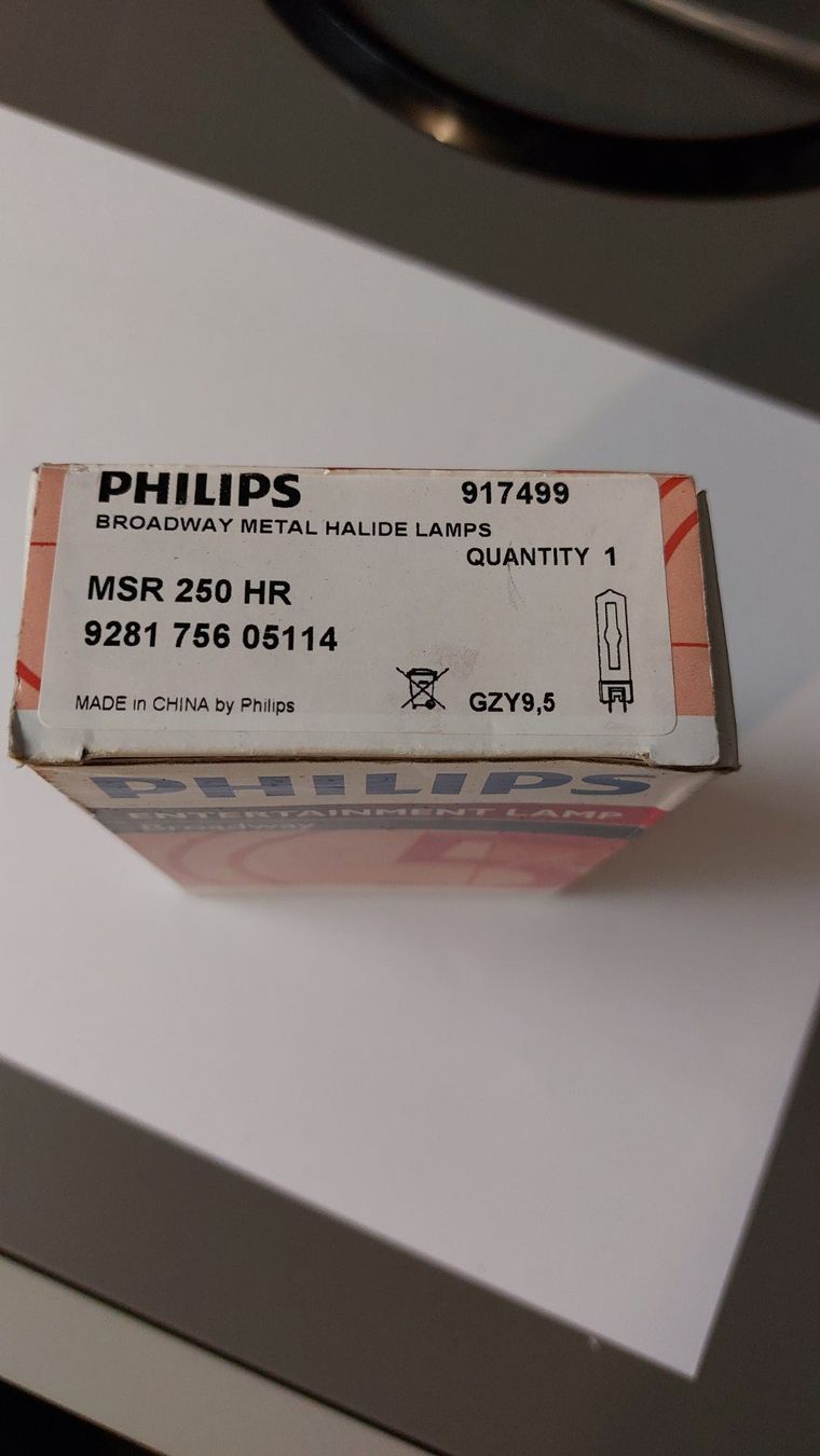Philips Lampade: Philips MSR 250 HR GZY 9.5 Brenner – Usato da Rheineck venduto da FMPTV 1