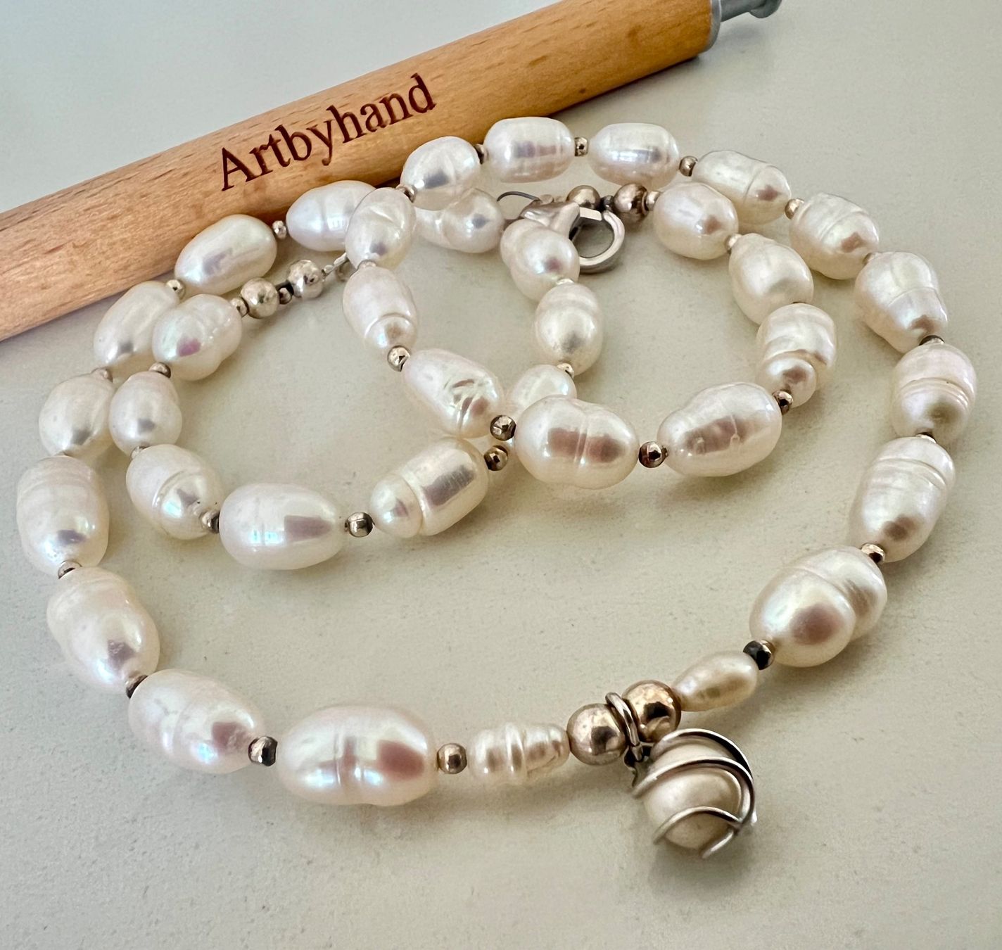Ketten: Traumhafte Perlenkette 925 Silber mit schwebender Perle – Neu (gemäss Beschreibung) aus Ruswil von artbyhand 7