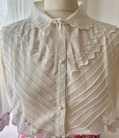 Vintage! Weisse Spitzenbluse, Bluse, M, 60s, Grösse M