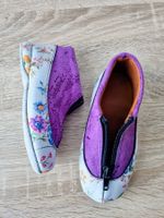 Hausschuhe Kind aus Leder mit Reissverschluss Lila N° 24