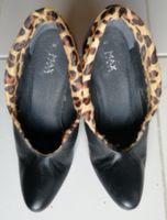 Max Shoes Pumps Gr. 41, Schwarz, Leder mit Leo-Fell Look