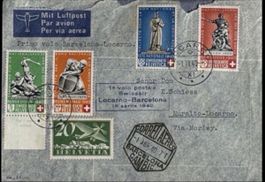 Historischer Brief Barcelona-Locarno 1940 mit Sondermarken