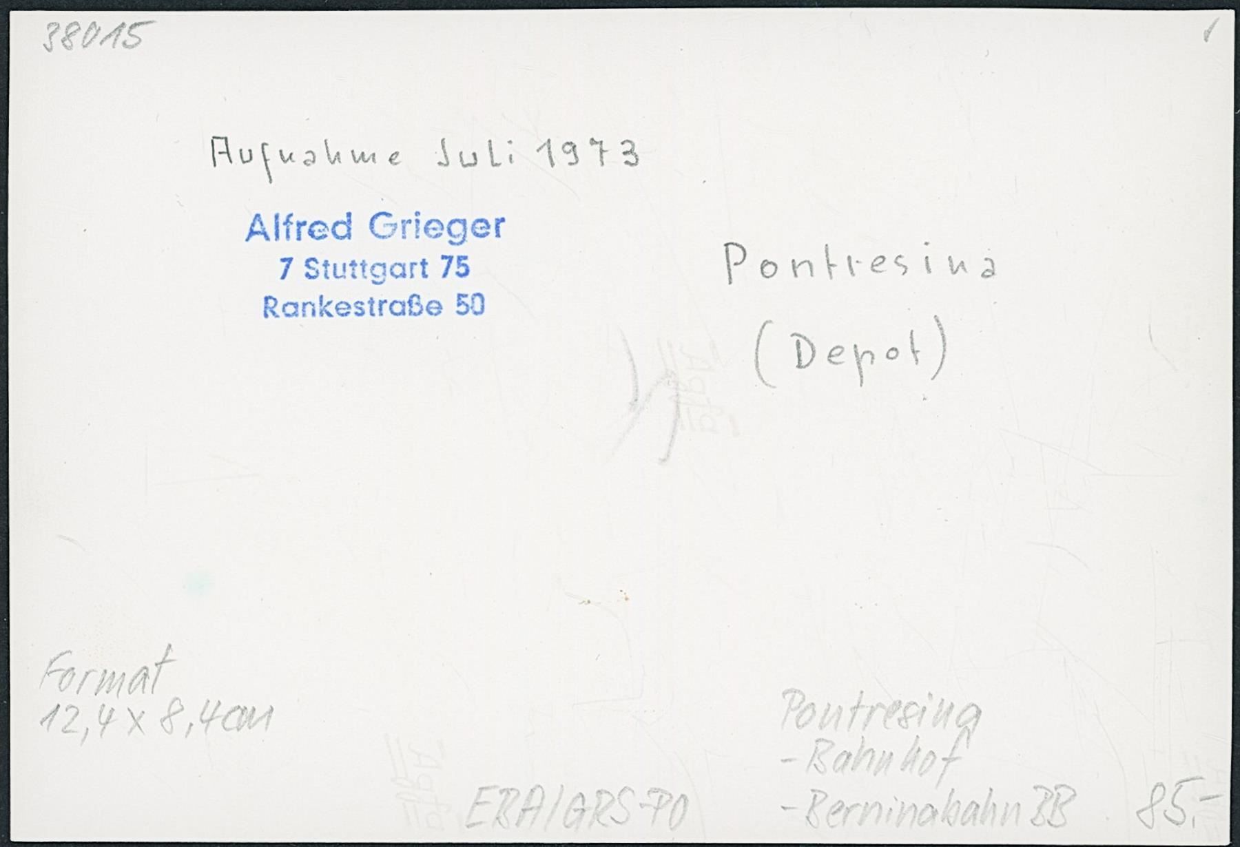 Cartoline postali: GRS Pontresina - Bernina Bahn BB – Usato da Schindellegi venduto da leecollect 1