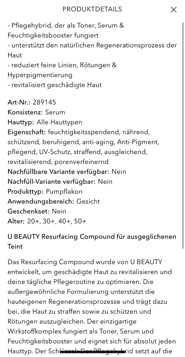 Cura del viso: U Beauty Resurfacing Compound 10ml - Neu & Ungeöffnet – Nuovo (secondo la descrizione) da Zürich venduto da deruja 3