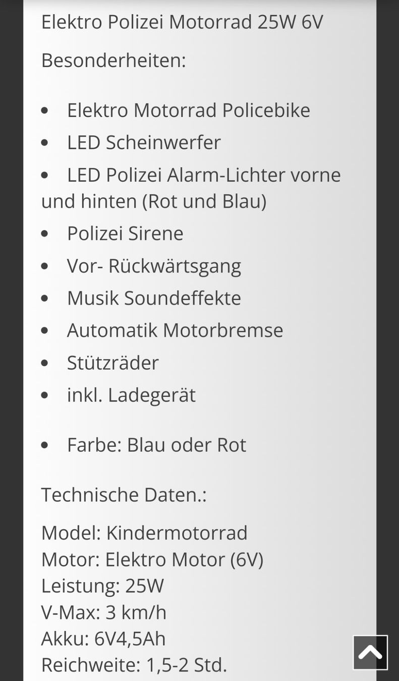 Veicoli per bambini: Kindermotorrad Polizei blau – Nuovo e nell'imballaggio originale da Liesberg venduto da Chroetli5 4