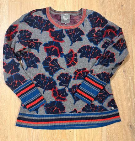 Cecil Pullover grau blau rot Muster Grösse S
