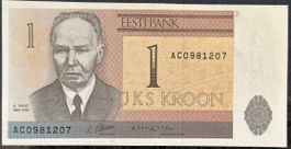 Seltene 1 Kroon Banknote Estland, Jahrgang 1992, Top Zustand