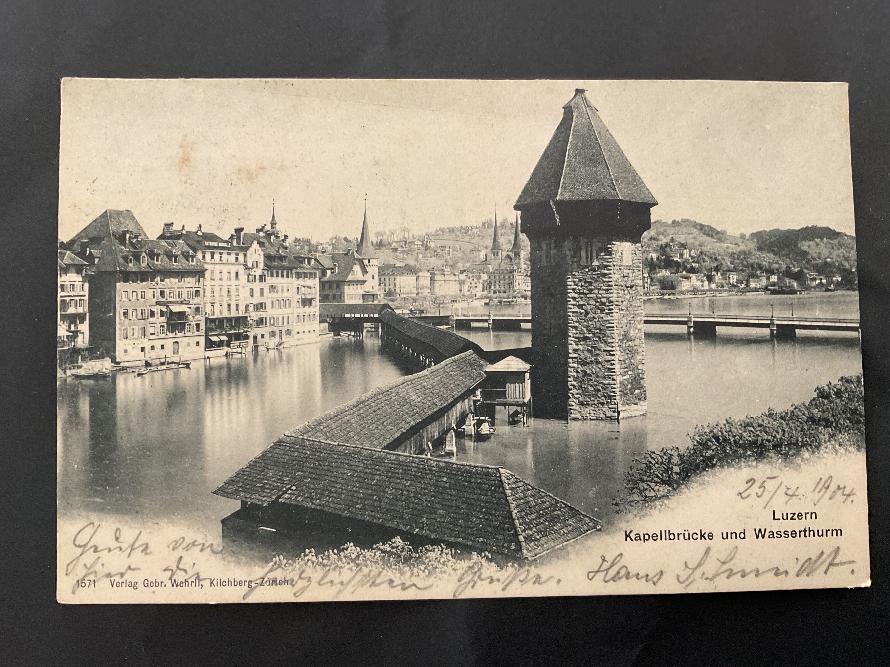 Cartoline postali: 1904 Ansichtskarte Kapellbrücke LU - Basel Stempel Weggis – Usato da Rheinfelden venduto da ricci62