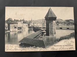 1904 Ansichtskarte Kapellbrücke LU - Basel Stempel Weggis