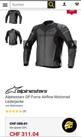 Alpinestars Motorradkombi Grösse 52