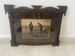Tableau L'Angélus J.F. Millet - Superbe cadre Arts & Crafts 