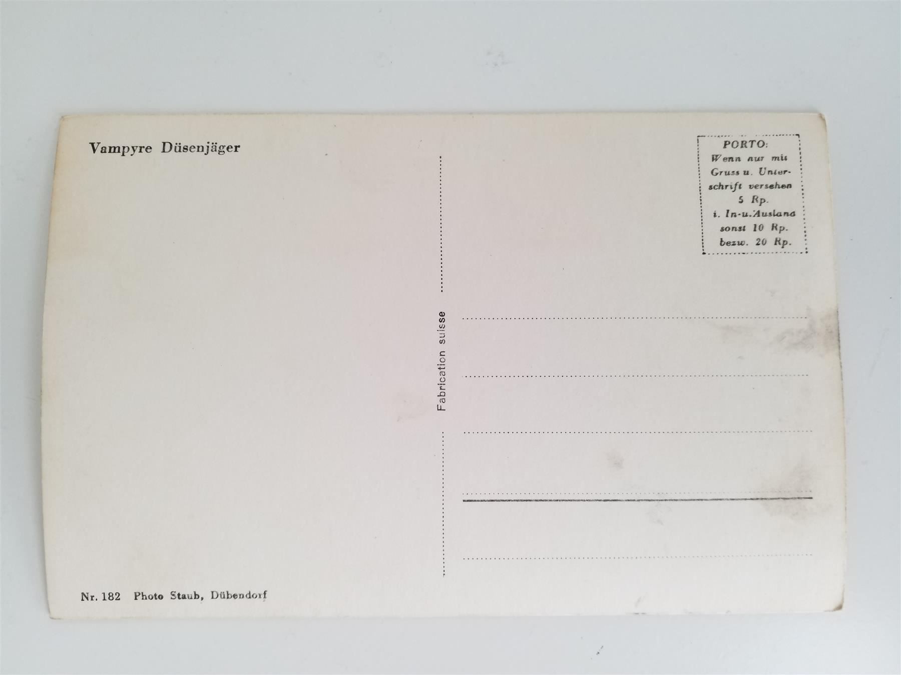 Ansichtskarten: Vampyre Düsenjäger Postkarte Schweiz – Gebraucht aus Luzern von Flocke11 1