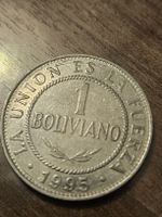 Bolivien 1 Boliviano 1995 Silberfarbene Münze gebraucht