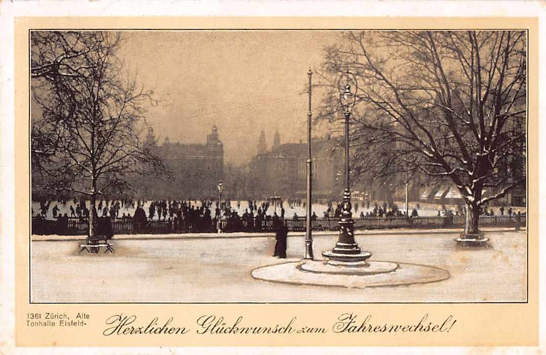 Cartoline postali: TOP Ansichtskarte: GRUSS vom EISFELD TONHALLE ZH 1920 – Usato da Lufingen venduto da Rac0