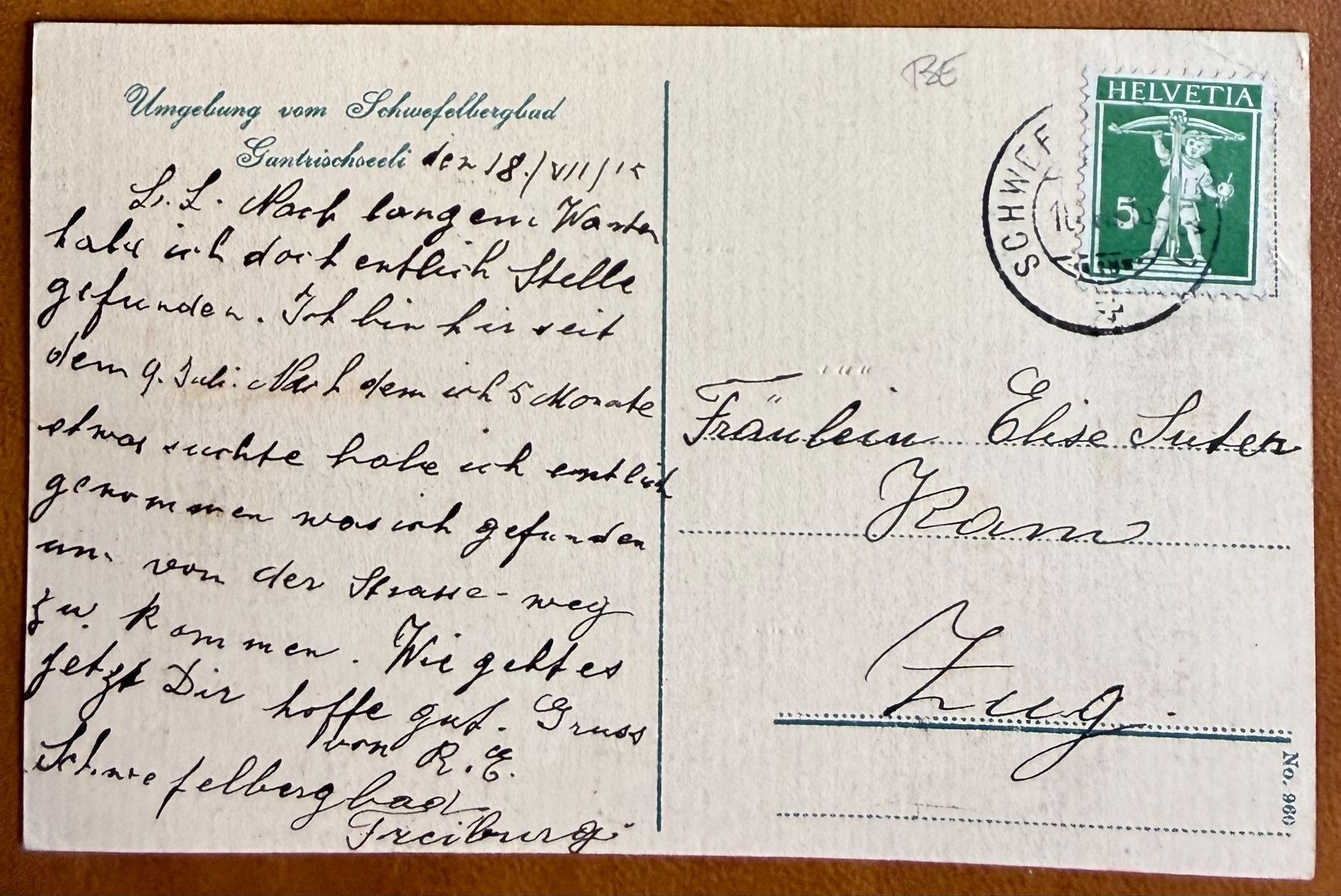Ansichtskarten: Rüsschegg - Schwefelbergbad - Gantrischseeli 1915 – Gebraucht aus Lutry von Ediego 1