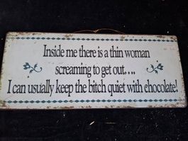 Blechschild Spruch "Thin woman screaming" Dekoschild 30cm