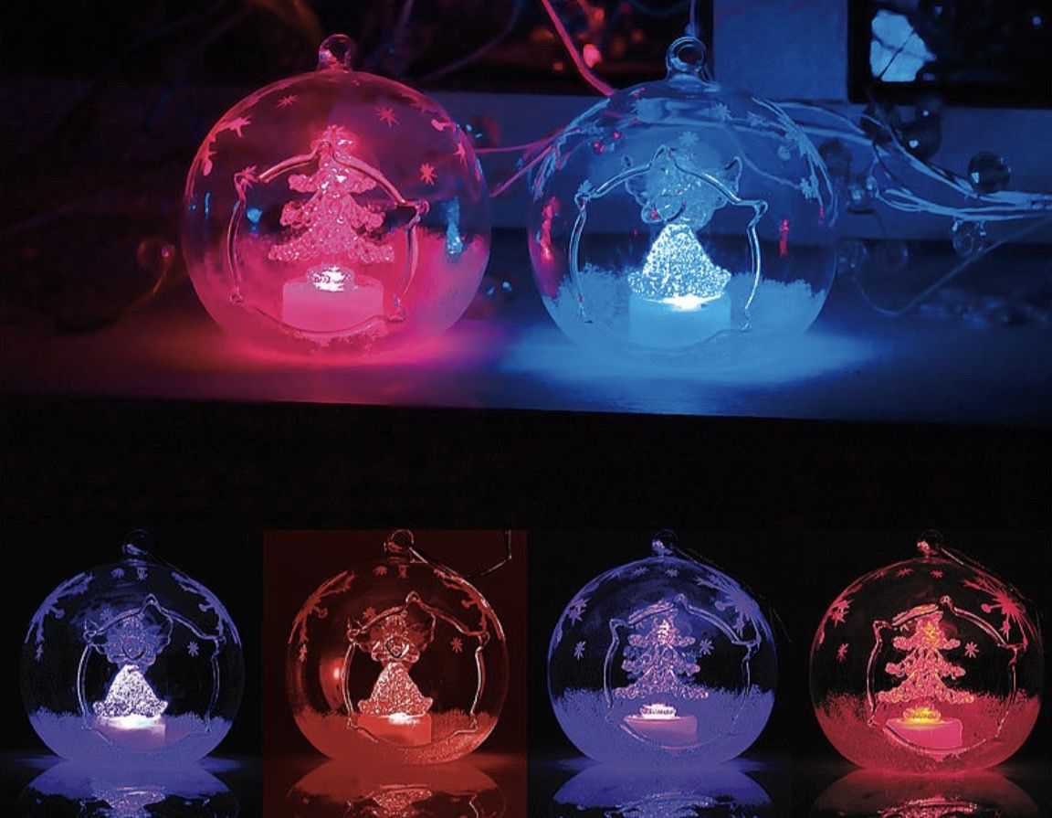 Alle Dekorationen: 2er-Set LED-Ornamente Glas farbwechselnd neu – Neu und originalverpackt aus Cham von VStore 1