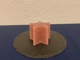 Sternen-Kerze, ca. 9x9x8 cm, altrosa Raureif, 260g