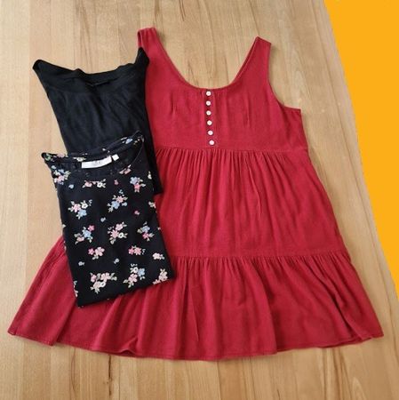 ❣️KLEIDERPAKET, HÄNGERCHEN KLEID, 2 SHIRTS, GR. 40/42