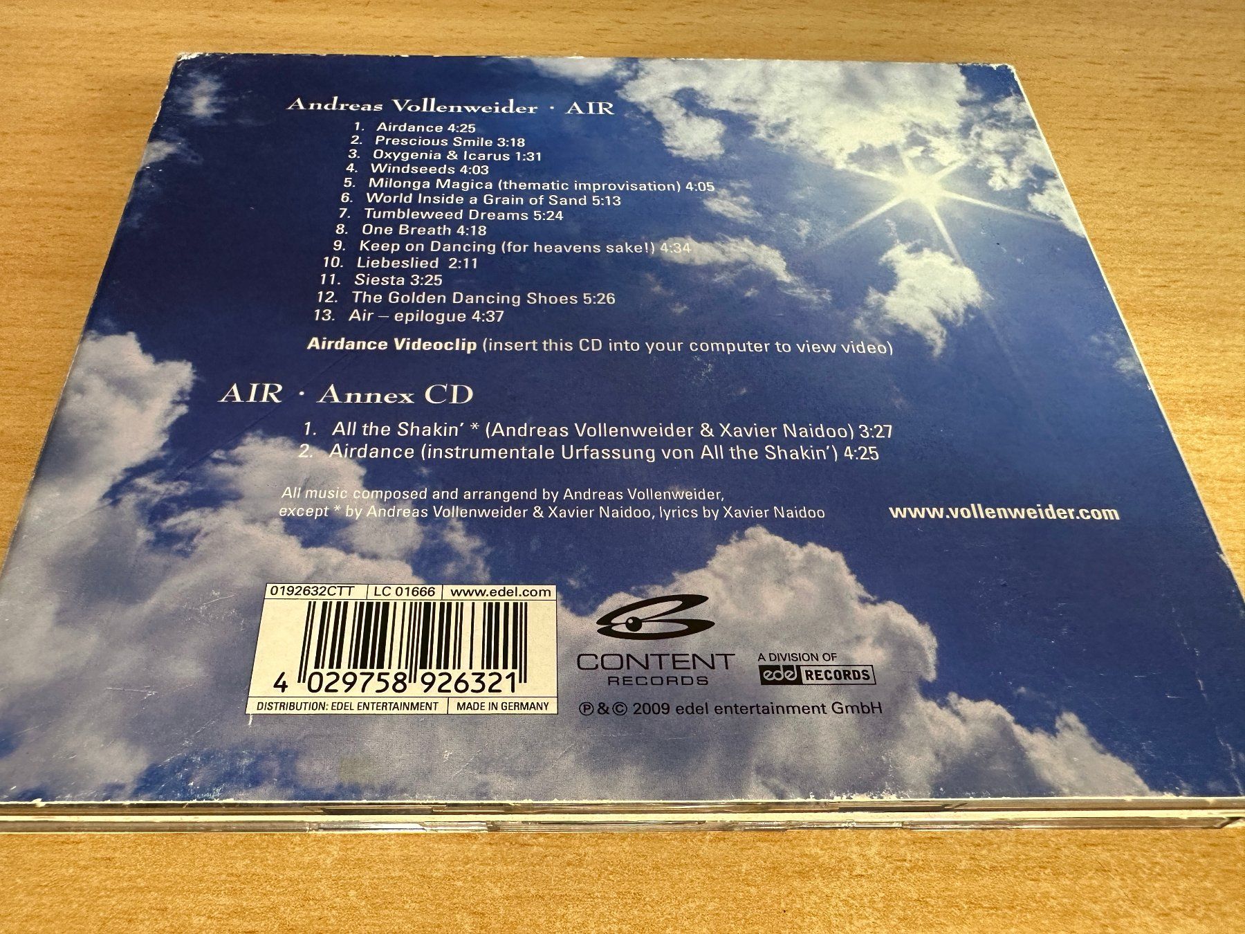 CD: Andreas Vollenweider – Air - 2 CD – Usato da Rikon im Tösstal venduto da Alpenmutz 1
