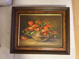 Original Ölgemälde Mohnblumen H. Brotz auf Leinwand