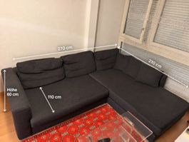 Grosses Ecksofa in Dunkelgrau – 270 × 210 cm