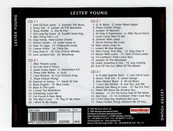 CD: set 4CD's - Lester Young, Buck Clayton,Harry "Sweets" Edison – Usato da Unterbäch VS venduto da Plasido 1