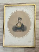 Kolorierter WALLISER TRACHTENSTICH „Valais“ / 1850 bis 1860