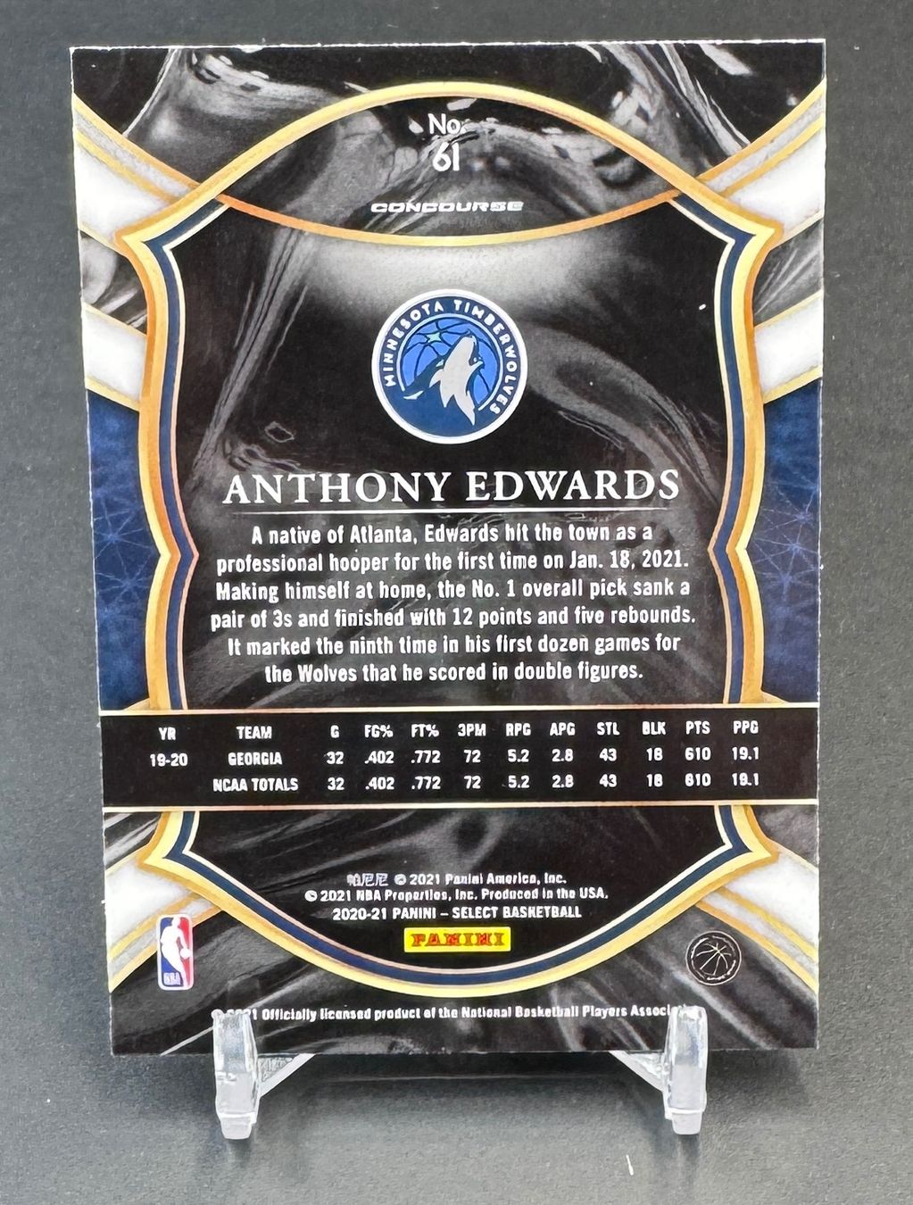 Topps Carte collezionabili: Anthony Edwards 20-21 Panini Select Concourse #61 NBA Rookie – Usato da Jegenstorf venduto da plataOplomo 1