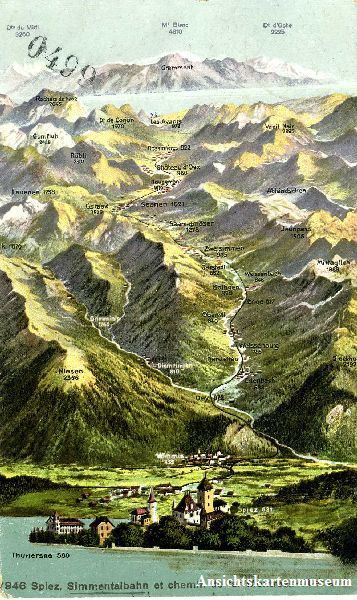 Cartoline postali: MOB - Spiez Montreux + 1908 – Usato da Emmenbrücke venduto da teestube