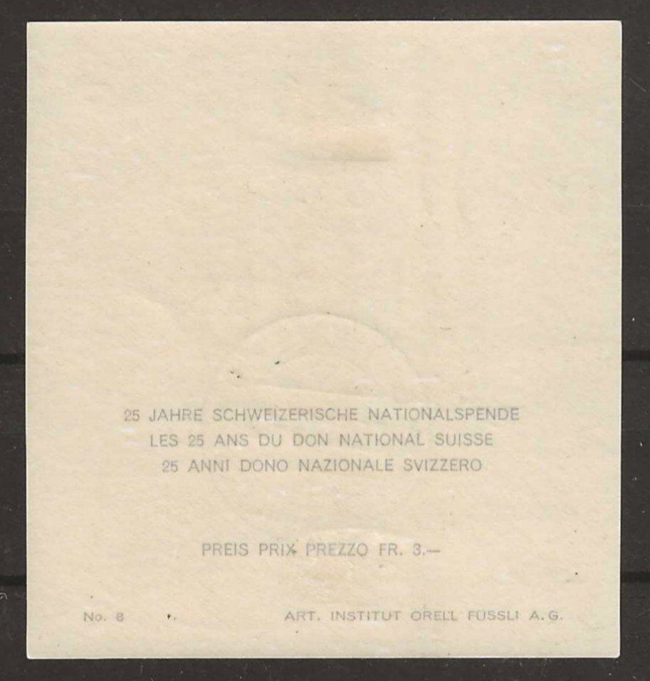 Tutti i francobolli: 1943 : Jubiläumsblock W14, Ersttag – Usato da Gümligen venduto da Geniusbuy 1