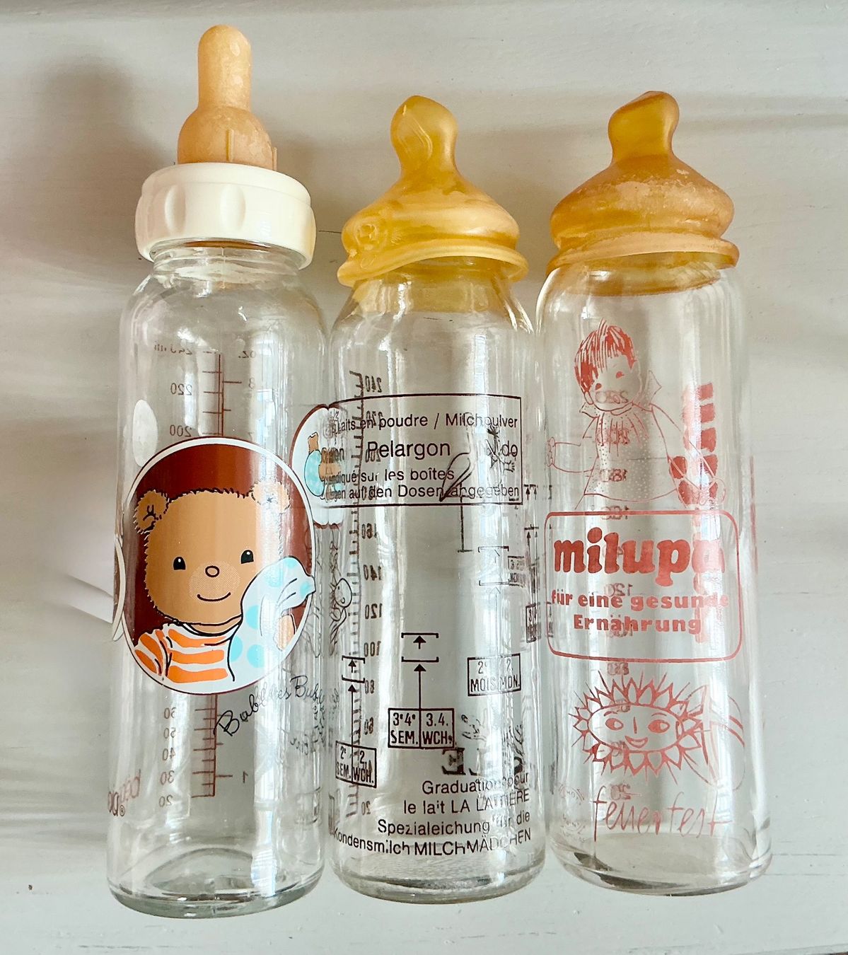 Baby-Mahlzeiten: ALTE GLAS SCHOPPENFLASCHEN  MIT HARASSE – Gebraucht aus Zell LU von Silvermemory 5