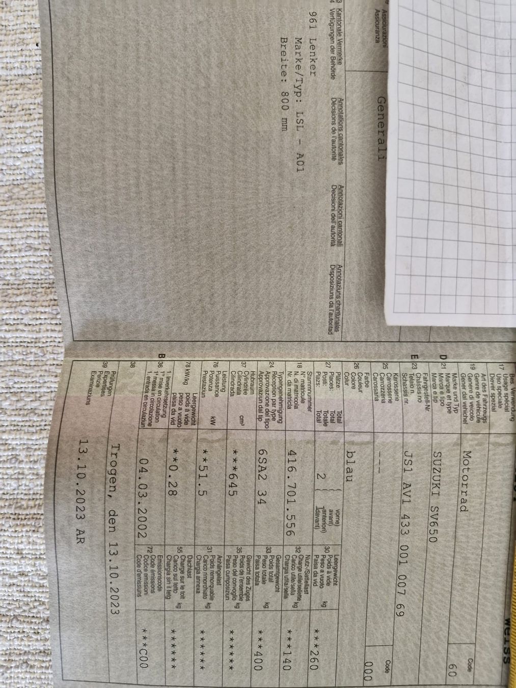 Suzuki Strada: Suzuki SV650 – Difettoso da Schwellbrunn venduto da ueli.l95 8