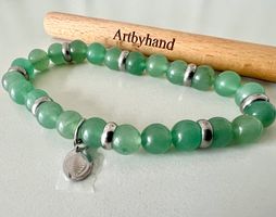 Aventurin Edelstein Armband - 8 mm – mit Symbol-Anhänger