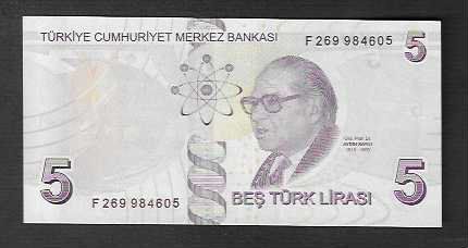 Banconote: Turchia   5  Lira  Bankfrisch – Nuovo (secondo la descrizione) da Gordola venduto da coinsandnotes 1