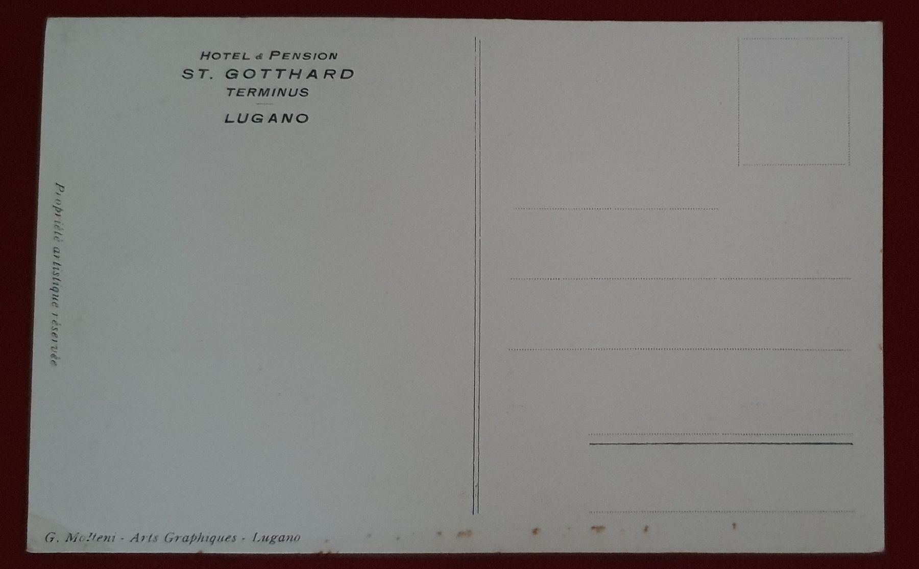 Cartoline postali: Hotel St. Gotthard Lugano, Ansichtskarte ca. 1900 – Usato da Kreuzlingen venduto da Rschweiz1 1