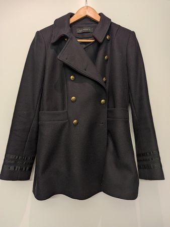 Zara Woman Military Style Coat - Black - Size L