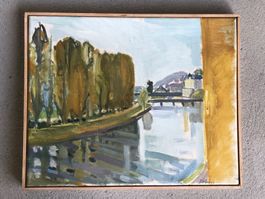 Felix Kohn "Zürich, an der Limmat", Oel auf Leinwand