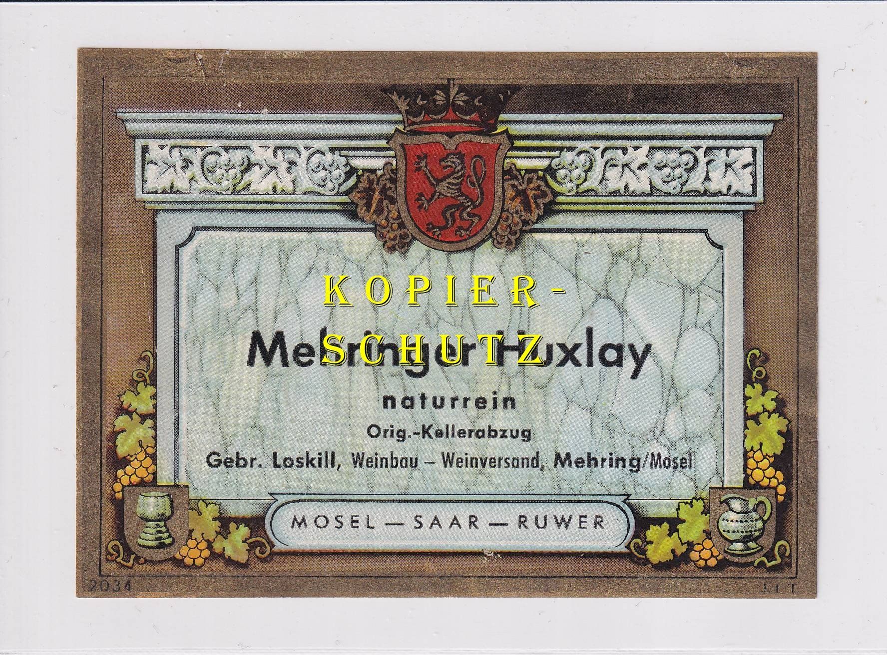 Papier: Etikette - Mehringer Huxlay /bd – D'occasion à Hombrechtikon par Rudolf07