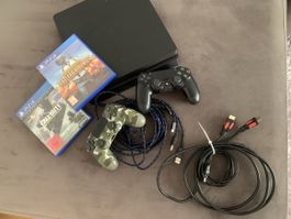 Playstation 4 Slim 500GB -zwei Controllern und Spielen