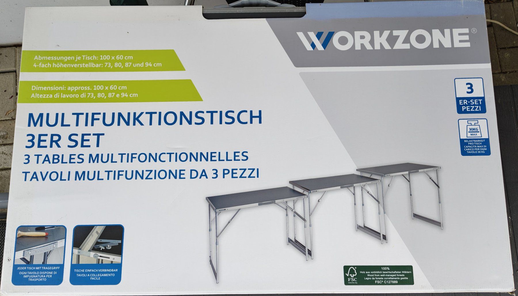 Set di tavolo e panche: Multifunktionstisch 3tlg.Flohmarkttisch Campingtisch – Nuovo e nell'imballaggio originale da Uerkheim venduto da Justi.y 3