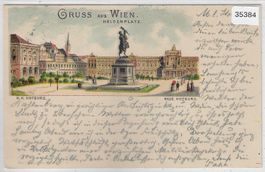 Gruss aus Wien - Heldenplatz - Neue Hofburg - Litho