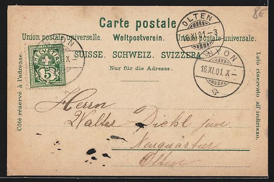 Cartoline postali: Interlaken, Teilansicht mit Bergen, 1901 – Usato da Berlin venduto da bartko-reher 1