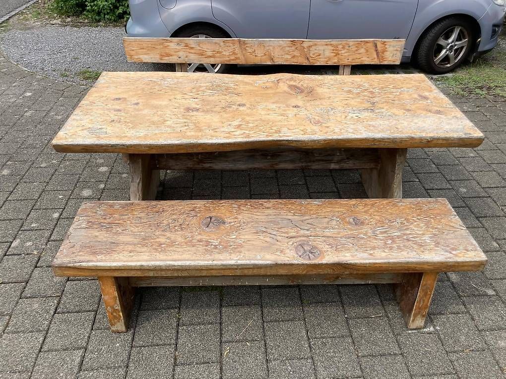Set di tavolo e panche: Massive Gartengarnitur aus Schweizer Holz, 2 m Tisch – Usato da Lüchingen venduto da mango002 2