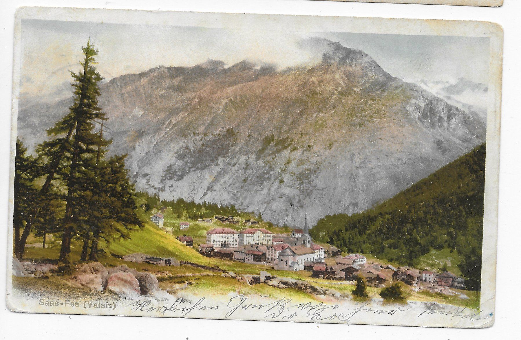 Ansichtskarten: Ansicht Saas-Fee um 1909 – Gebraucht aus Hefenhofen von Richsalz